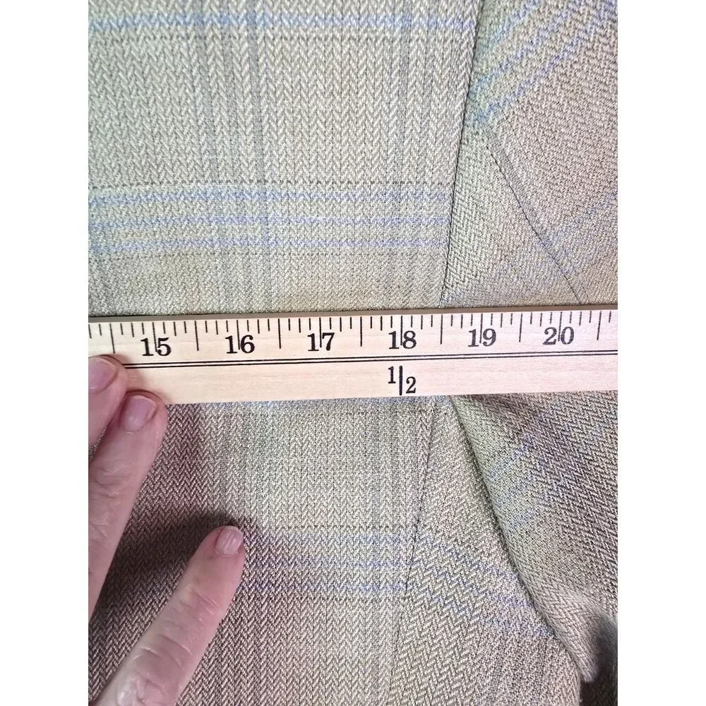 Tom James Innocenti Oro Mens Sport Coat 40R Pale Yellow Blue Plaid Tailored
